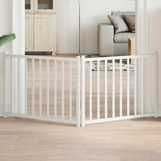 Zábrana pro psy skládací 2 panely bílá 160 cm masivní jedle