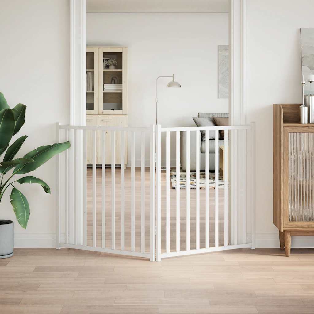 Zábrana pro psy skládací 2 panely bílá 160 cm masivní jedle