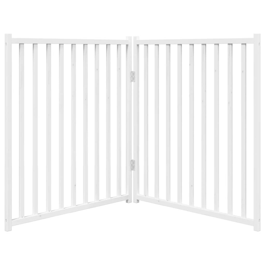 Zábrana pro psy skládací 2 panely bílá 160 cm masivní jedle