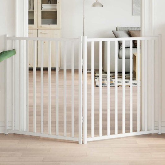 Zábrana pro psy skládací 2 panely bílá 160 cm masivní jedle