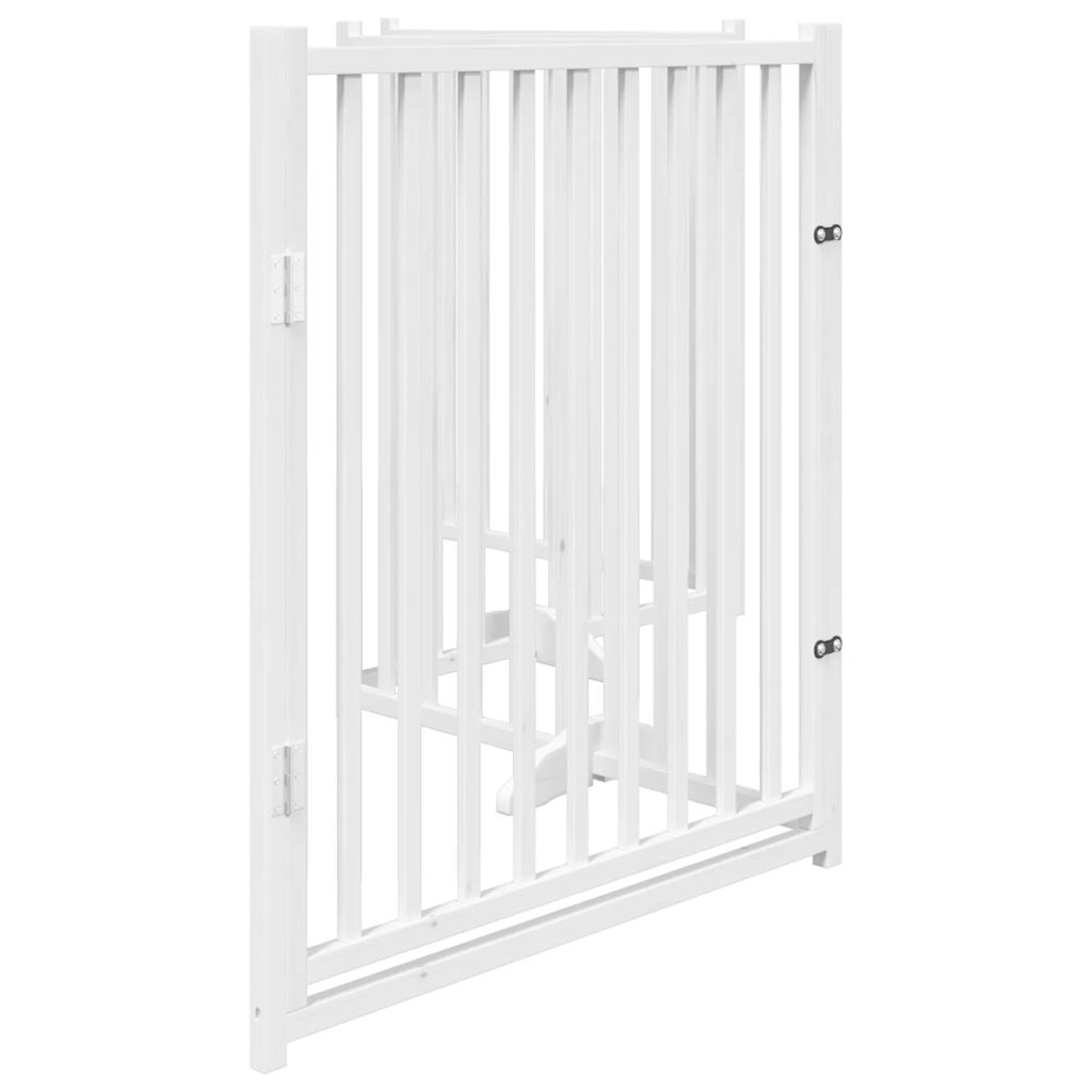 Zábrana pro psy s dvířky skládací 4 panely bílá 320 cm jedle