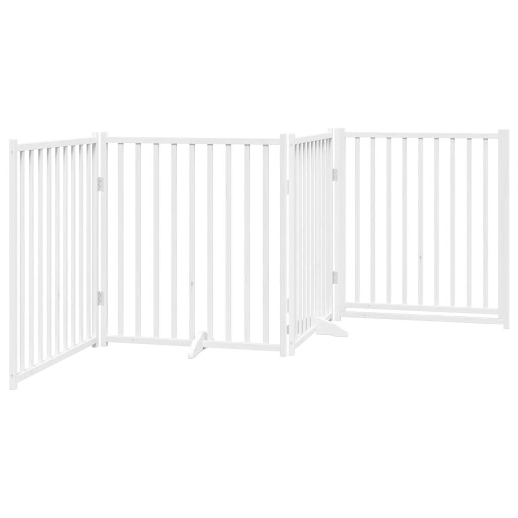 Zábrana pro psy s dvířky skládací 4 panely bílá 320 cm jedle