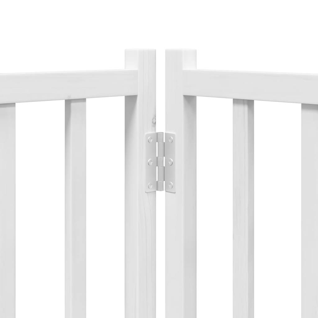 Zábrana pro psy s dvířky skládací 4 panely bílá 320 cm jedle