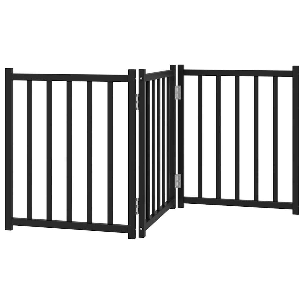 Zábrana pro psy skládací 3 panely černá 150 cm masivní jedle