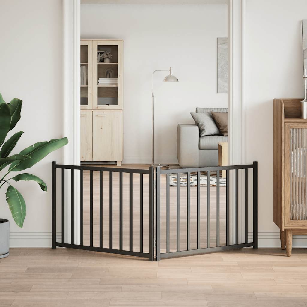 Zábrana pro psy skládací 2 panely černá 160 cm masivní jedle