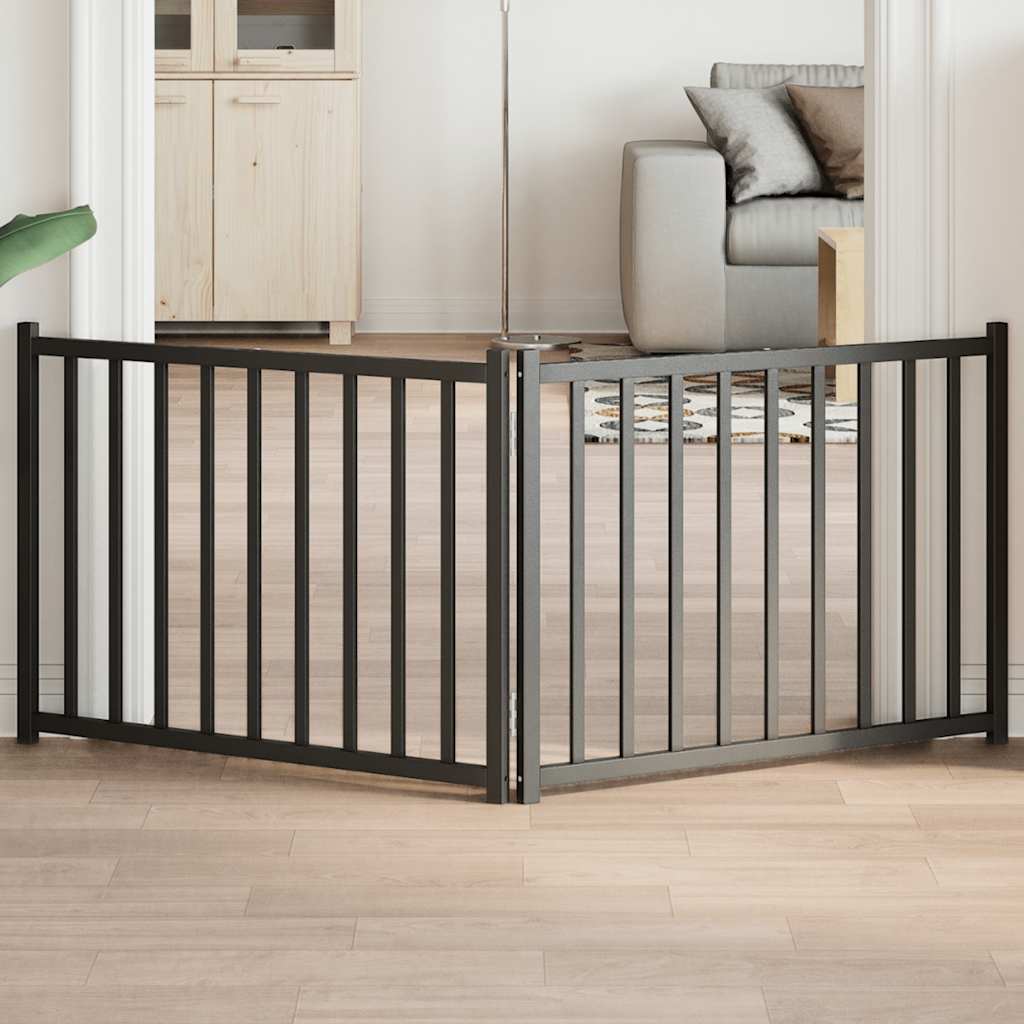 Zábrana pro psy skládací 2 panely černá 160 cm masivní jedle