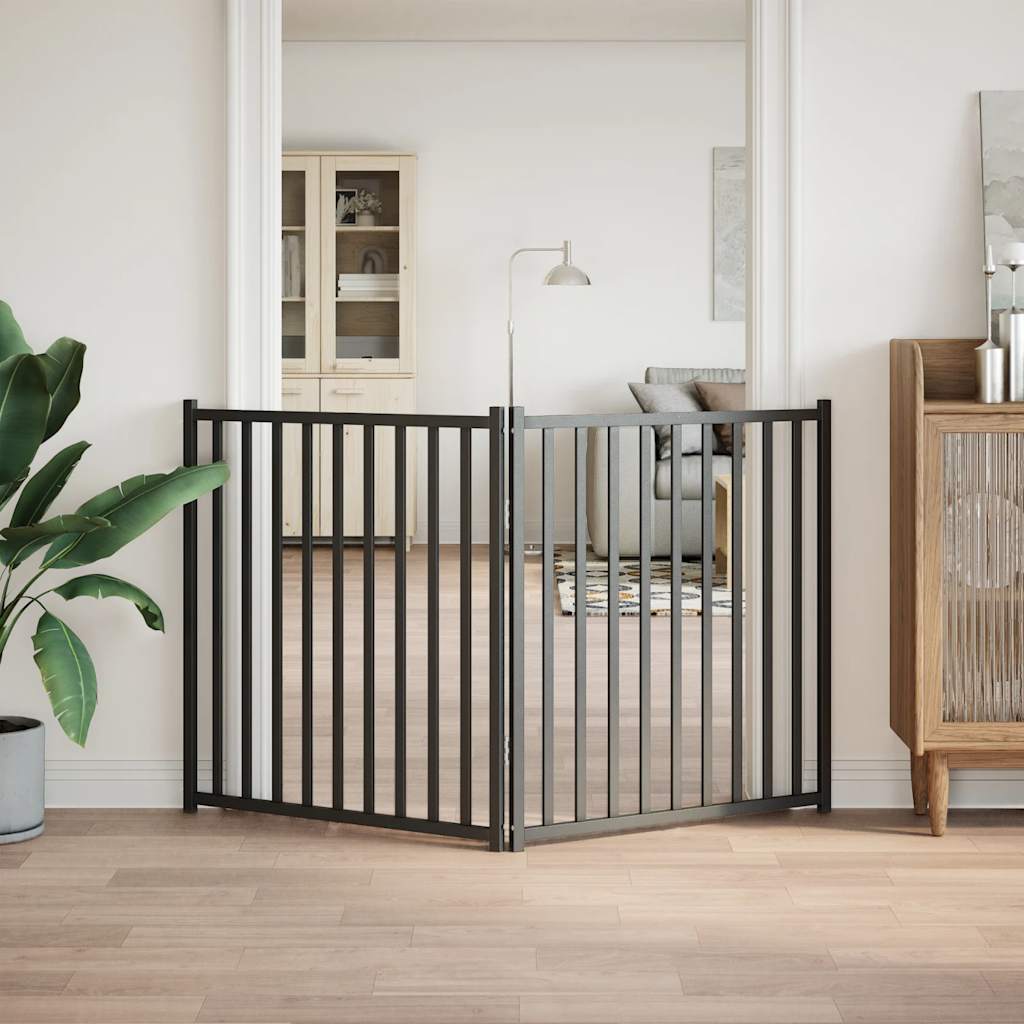 Zábrana pro psy skládací 2 panely černá 160 cm masivní jedle