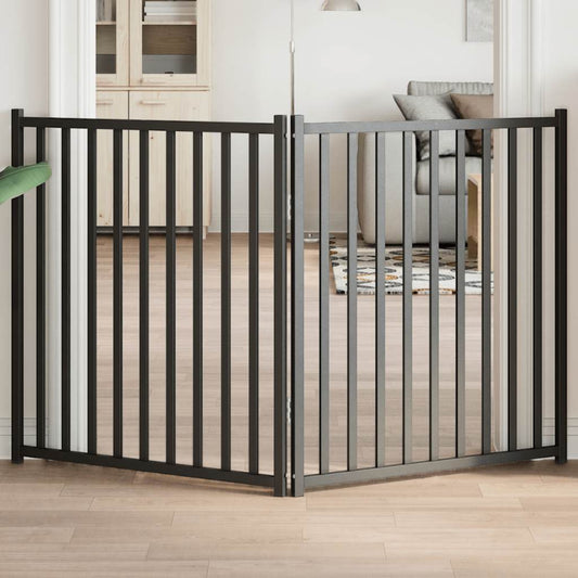 Zábrana pro psy skládací 2 panely černá 160 cm masivní jedle