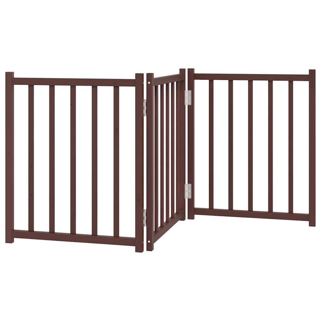Zábrana pro psy skládací 3 panely hnědý dub 150 cm masiv jedle