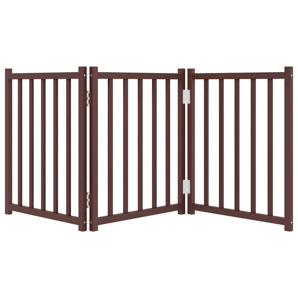 Zábrana pro psy skládací 3 panely hnědý dub 150 cm masiv jedle
