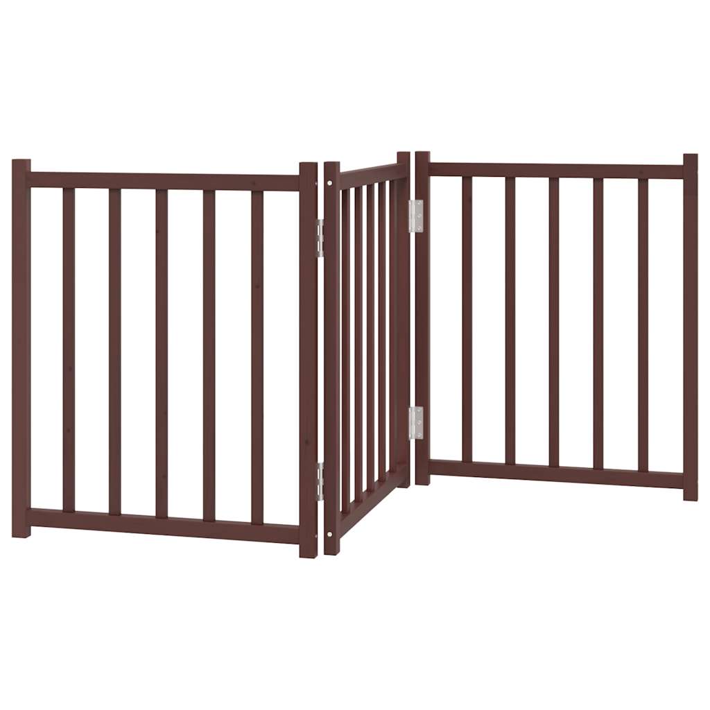 Zábrana pro psy skládací 3 panely hnědý dub 150 cm masiv jedle