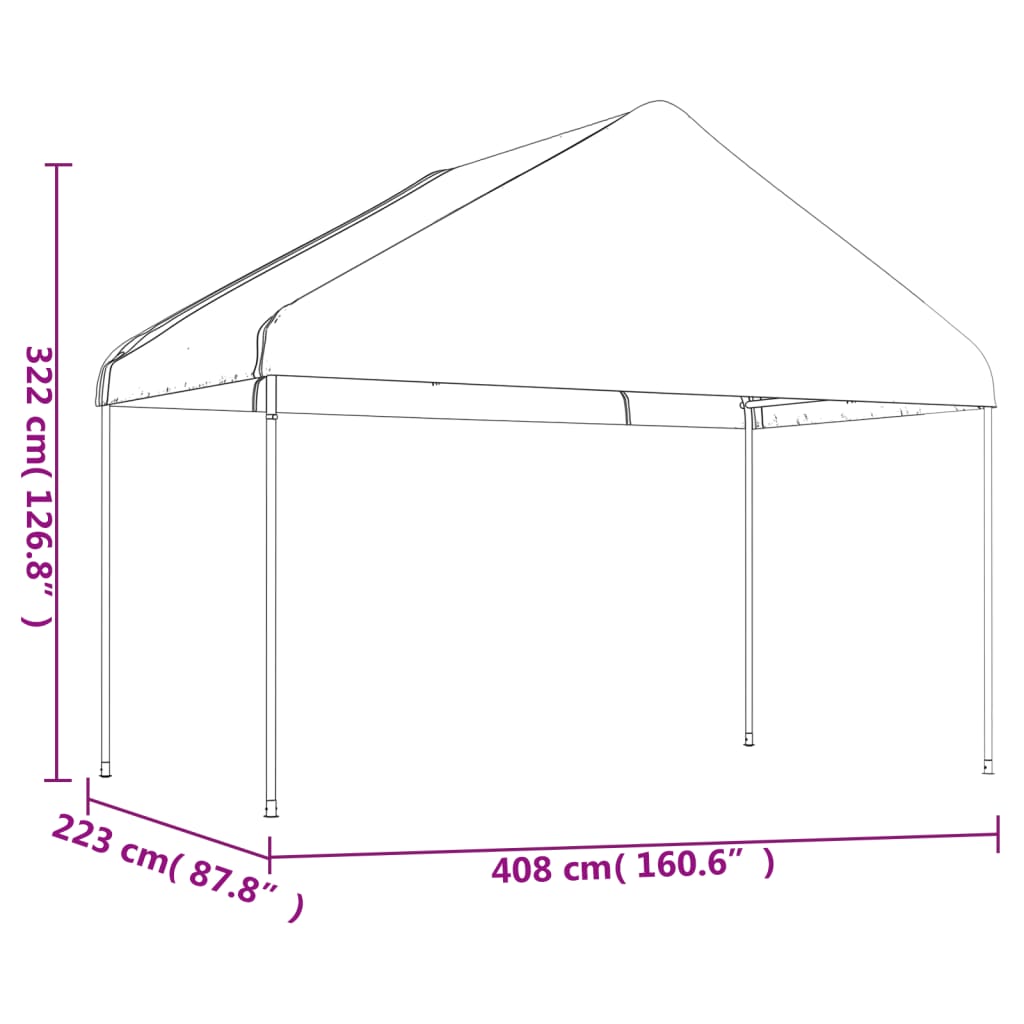 Altán se střechou bílý 4,08 x 2,23 x 3,22 m polyethylen