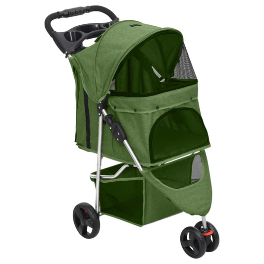 Skládací kočárek pro psa zelený 80x46x98 cm oxfordská tkanina