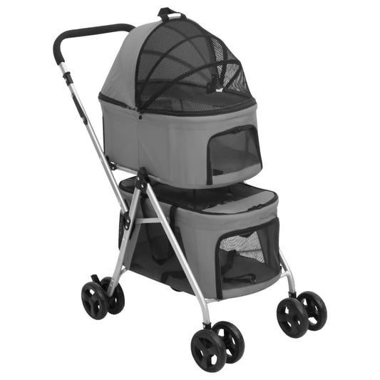 2patrový skládací kočárek pro psa šedý 83 x 48 x 97 cm oxford