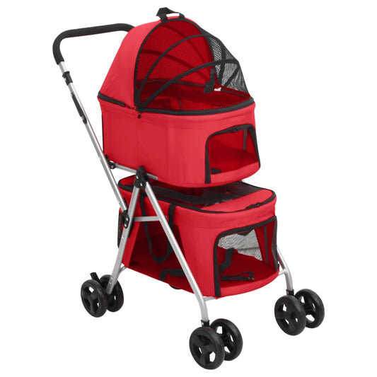 2patrový skládací kočárek pro psa červený 83x48x97 cm oxford