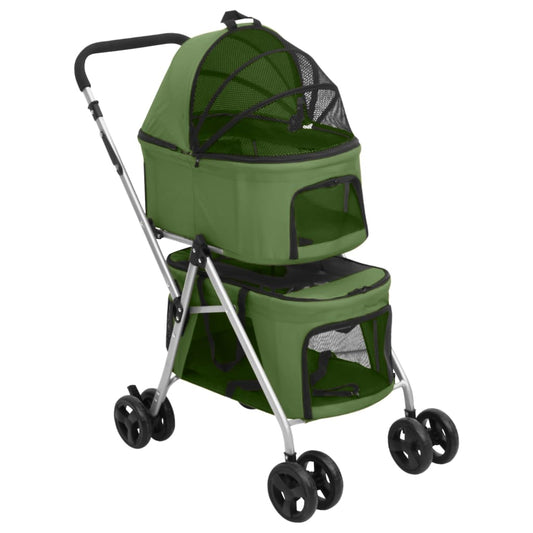 2patrový skládací kočárek pro psa zelený 83 x 48 x 97 cm oxford
