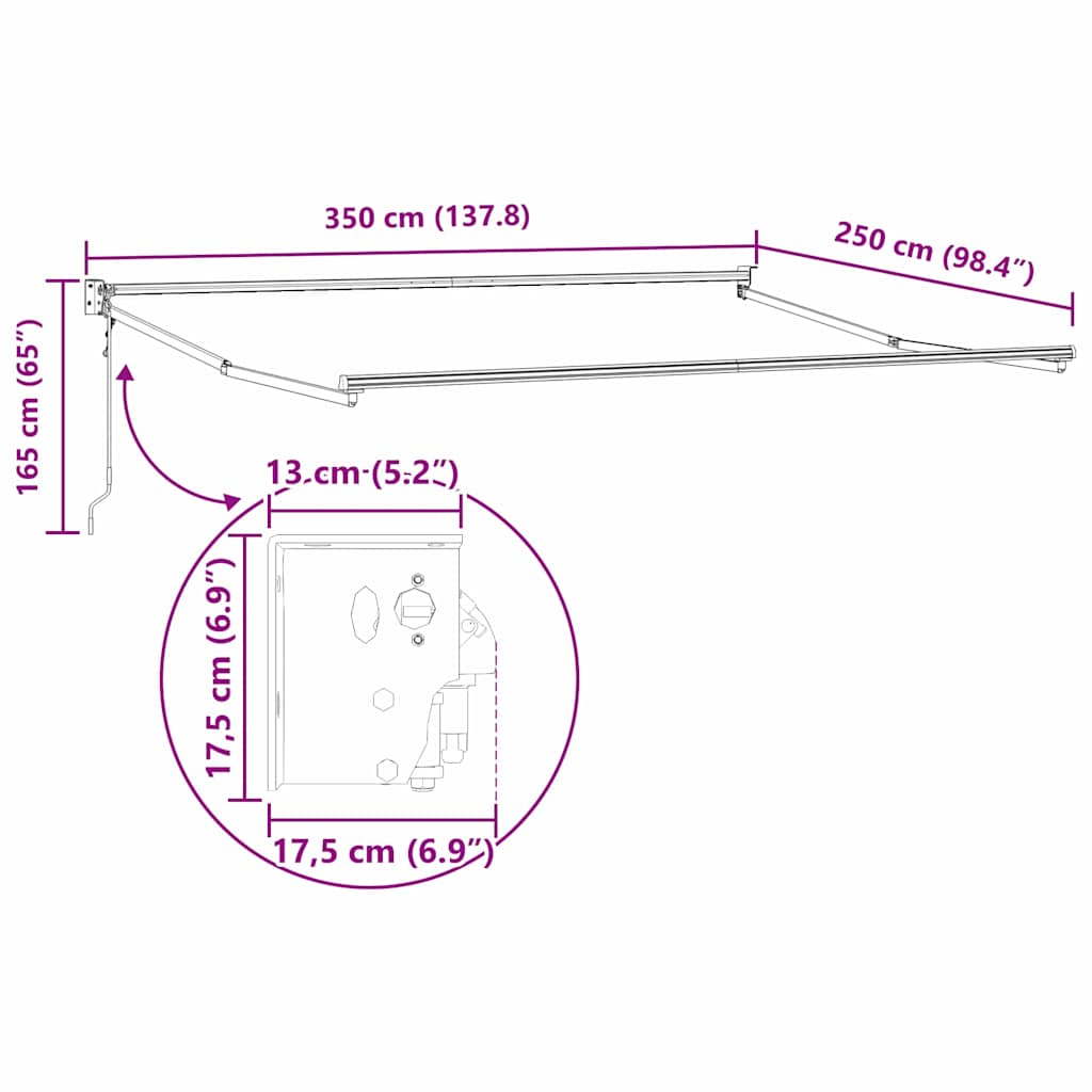 Markýza Bílá 3,5 x 2,5 m kov