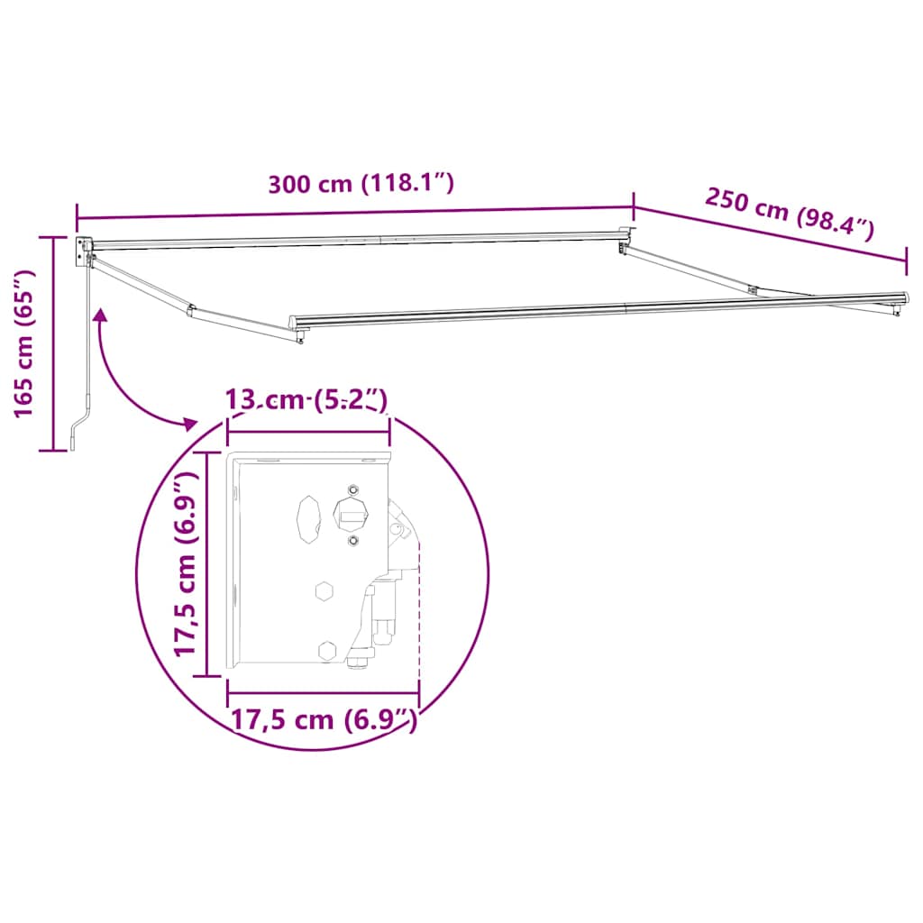 Markýza Antracit 3 x 2,5 m kov