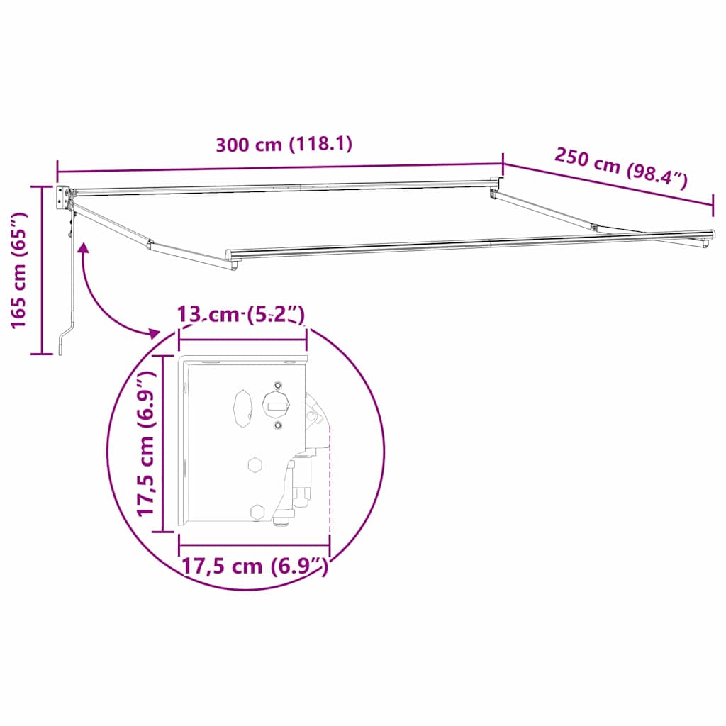 Markýza Antracit 3 x 2,5 m kov