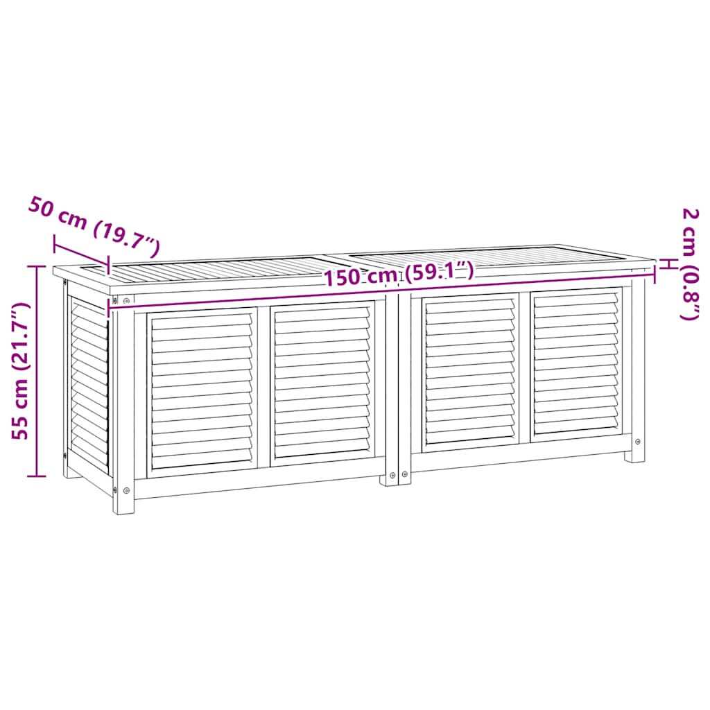 Zahradní úložný box s vložkou 150 x 50 x 55 cm masivní teak