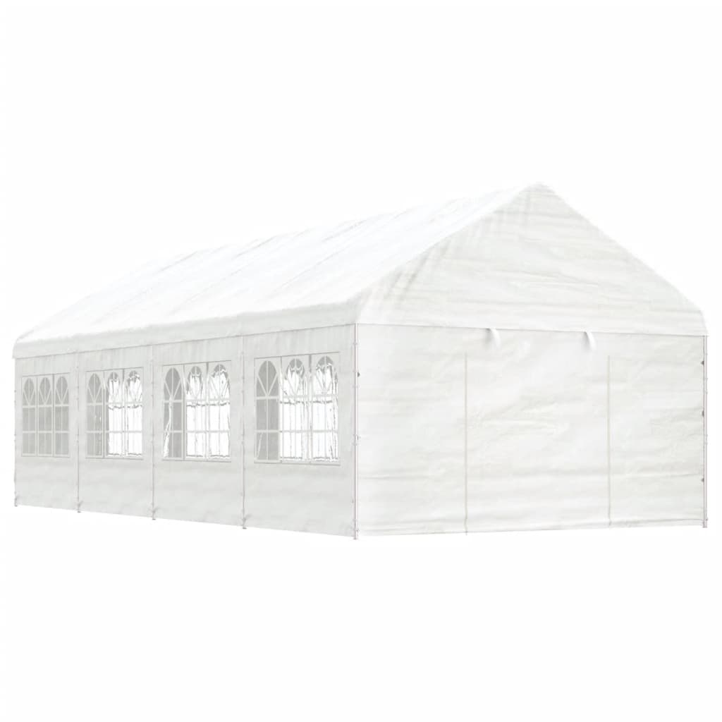 Altán se střechou bílý 8,92 x 4,08 x 3,22 m polyethylen