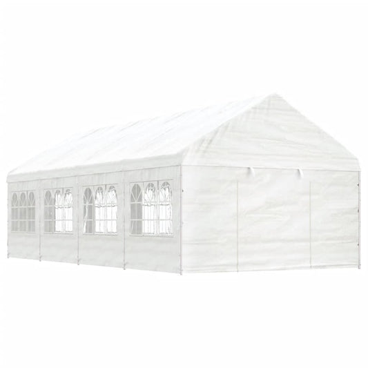 Altán se střechou bílý 8,92 x 4,08 x 3,22 m polyethylen