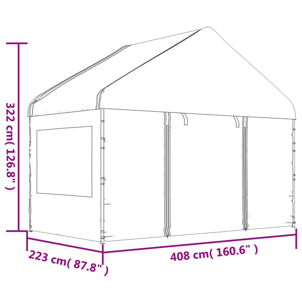 Altán se střechou bílý 8,92 x 4,08 x 3,22 m polyethylen