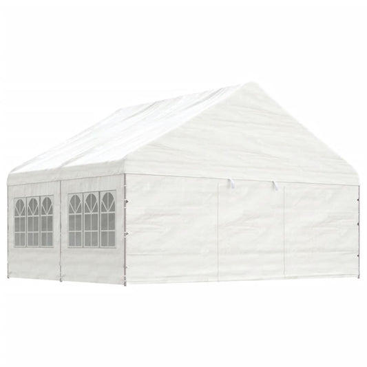 Altán se střechou bílý 4,46 x 5,88 x 3,75 m polyethylen