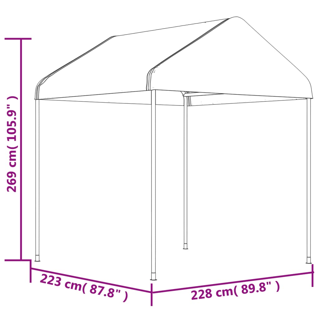 Altán se střechou bílý 6,69 x 2,28 x 2,69 m polyethylen