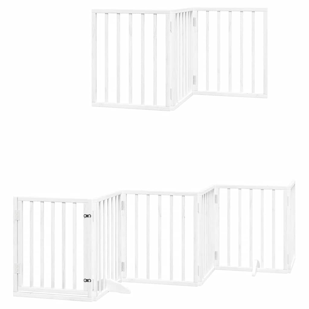 Zábrana pro psy s dvířky skládací 9 panelů bílá 450 cm topol
