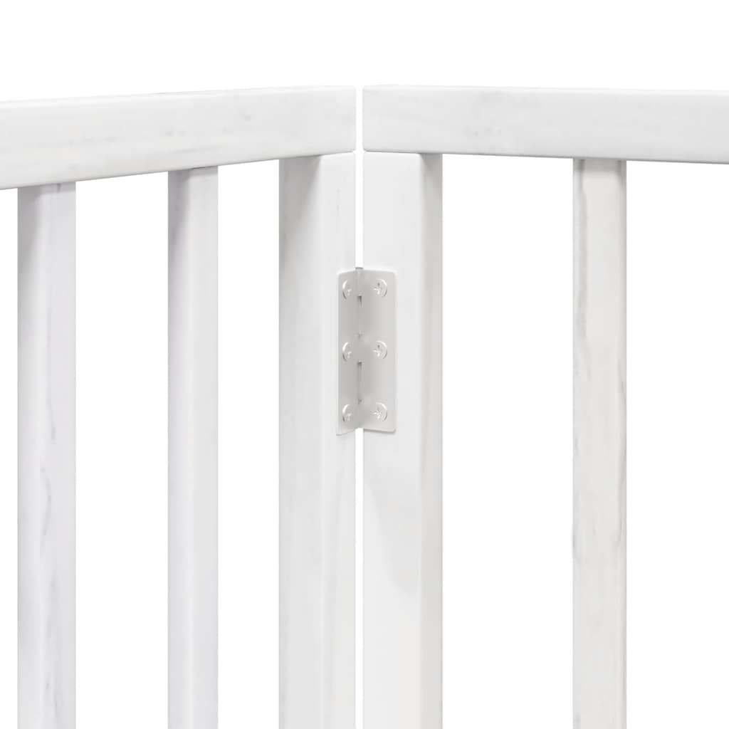 Zábrana pro psy s dvířky skládací 9 panelů bílá 450 cm topol