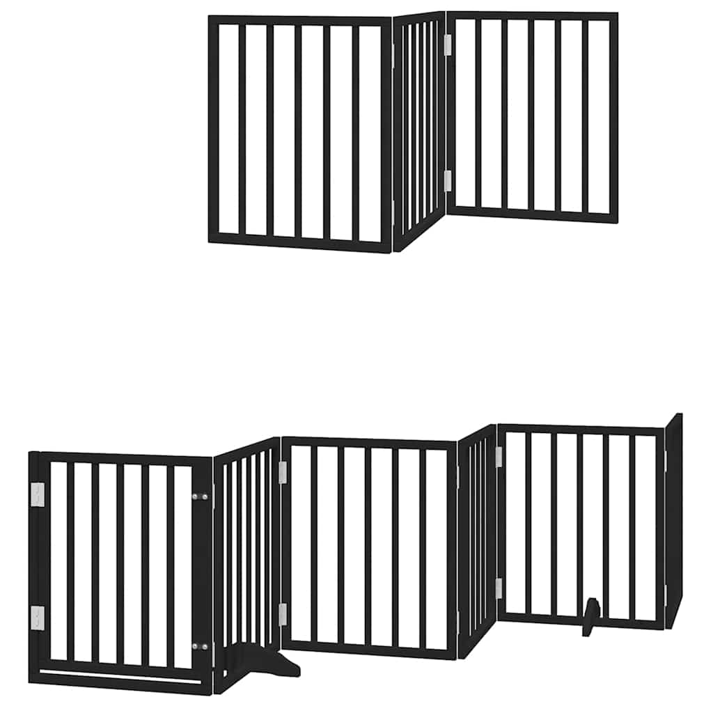 Zábrana pro psy s dvířky skládací 9 panelů černá 450 cm topol