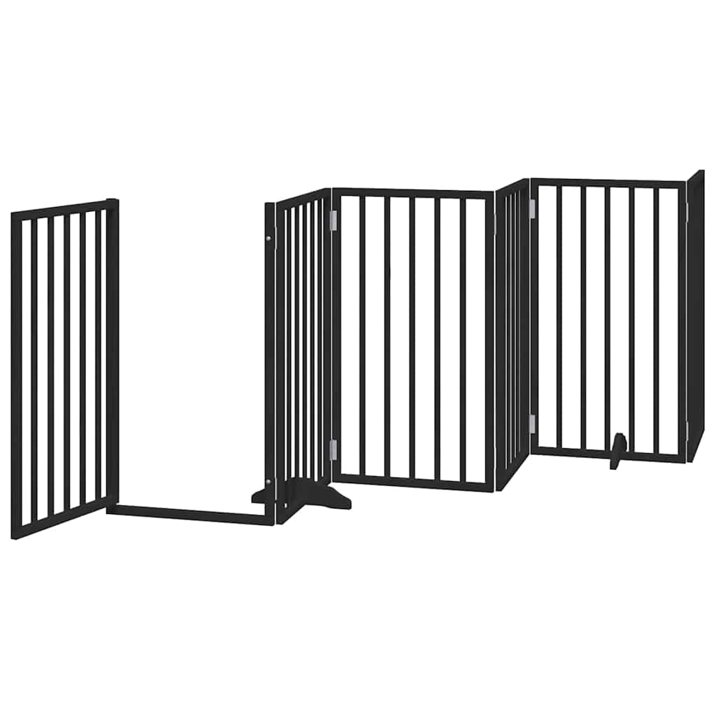Zábrana pro psy s dvířky skládací 15 panelů černá 750 cm topol