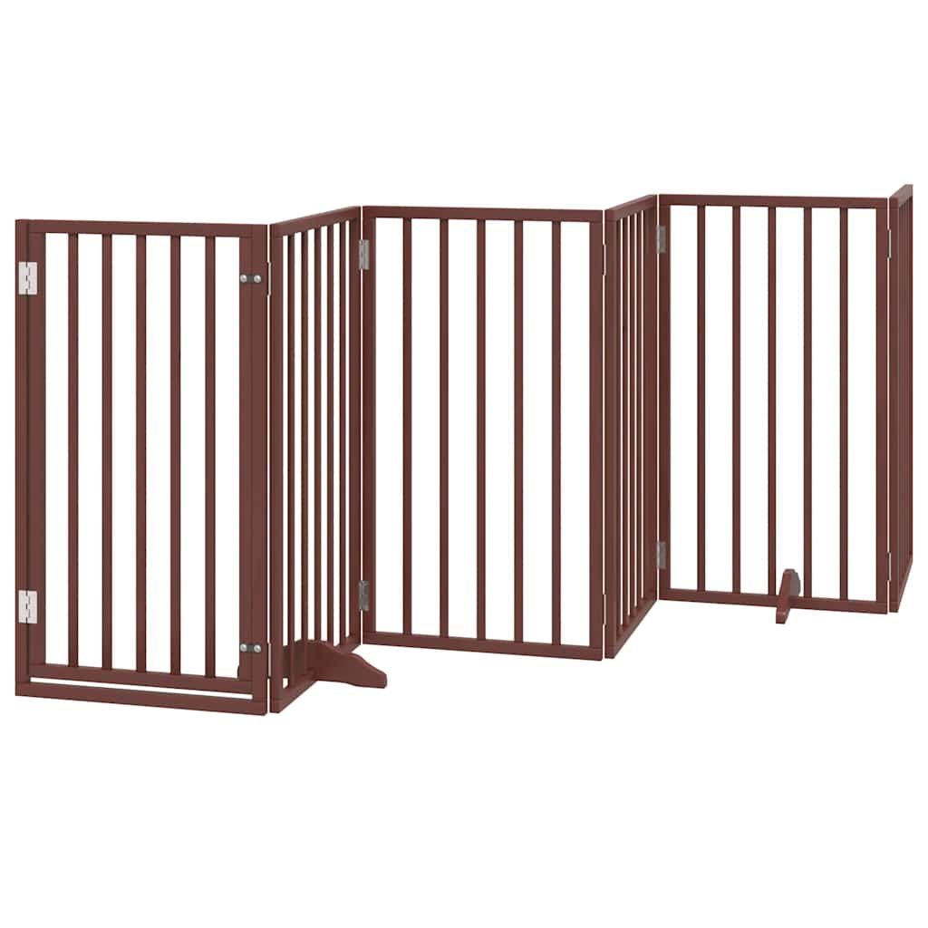 Zábrana pro psy s dvířky skládací 9 panelů hnědá 450 cm topol