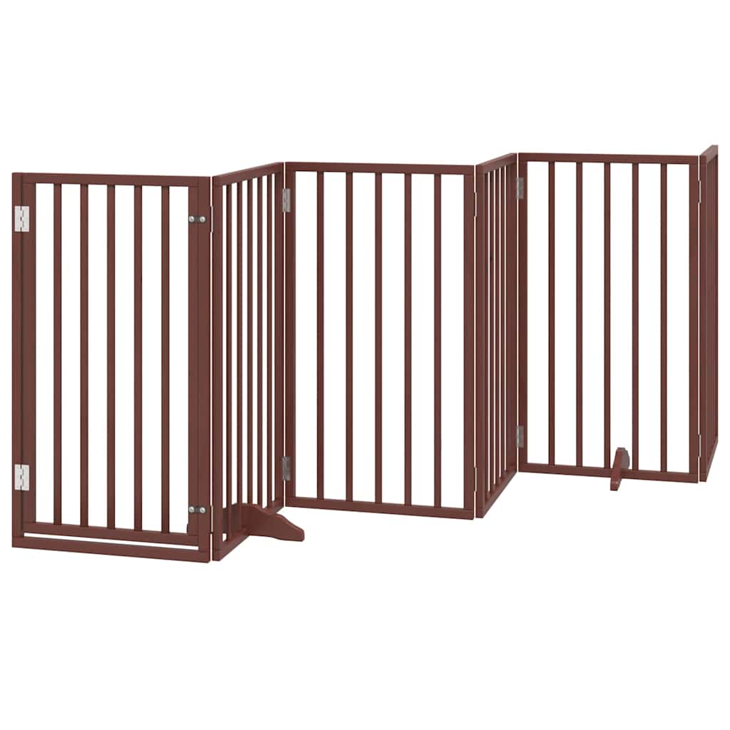 Zábrana pro psy s dvířky skládací 15 panelů hnědá 750 cm topol