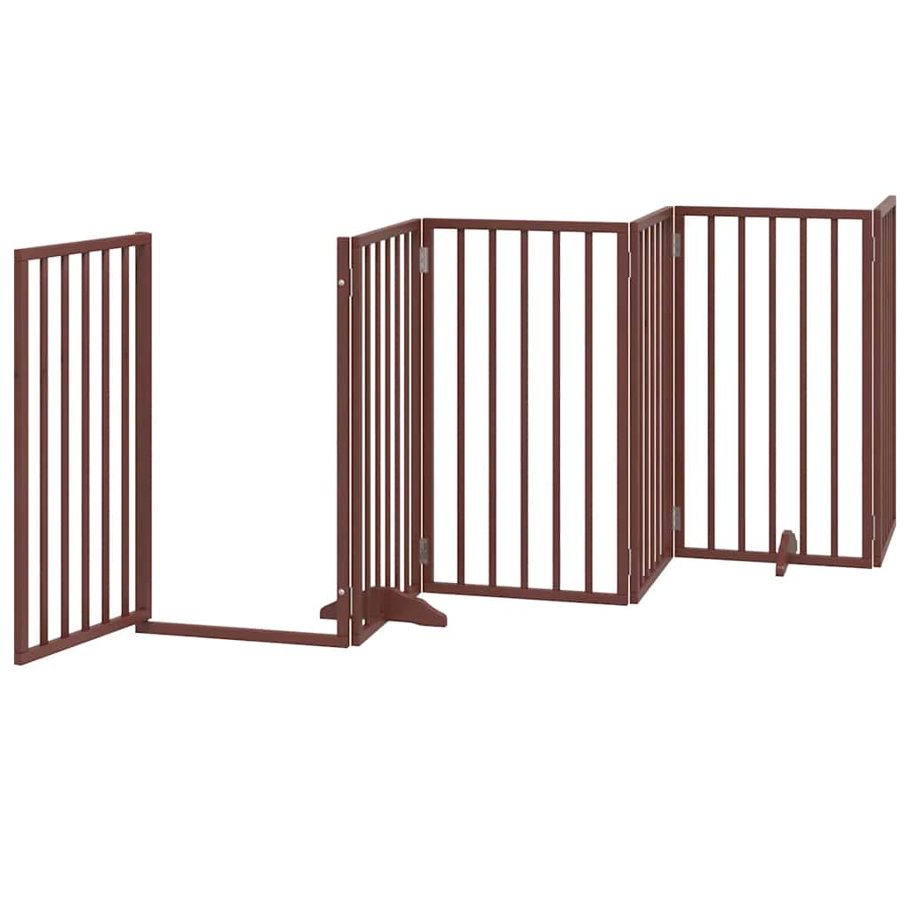 Zábrana pro psy s dvířky skládací 15 panelů hnědá 750 cm topol