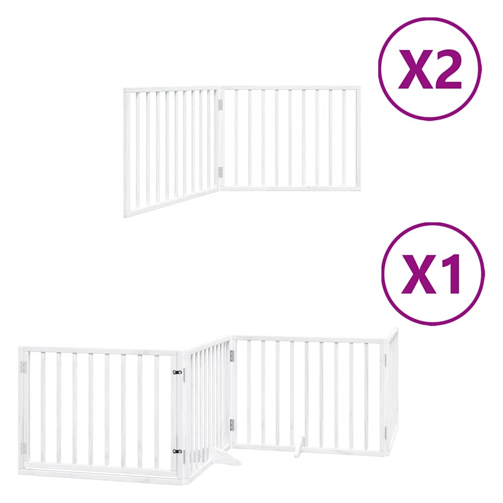 Zábrana pro psy s dvířky skládací 8 panelů bílá 640 cm topol