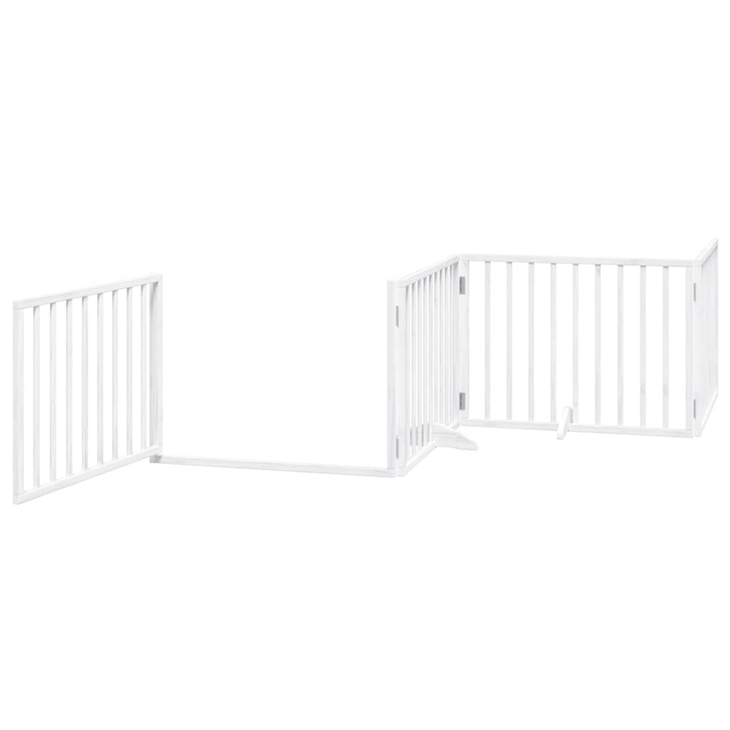 Zábrana pro psy s dvířky skládací 8 panelů bílá 640 cm topol