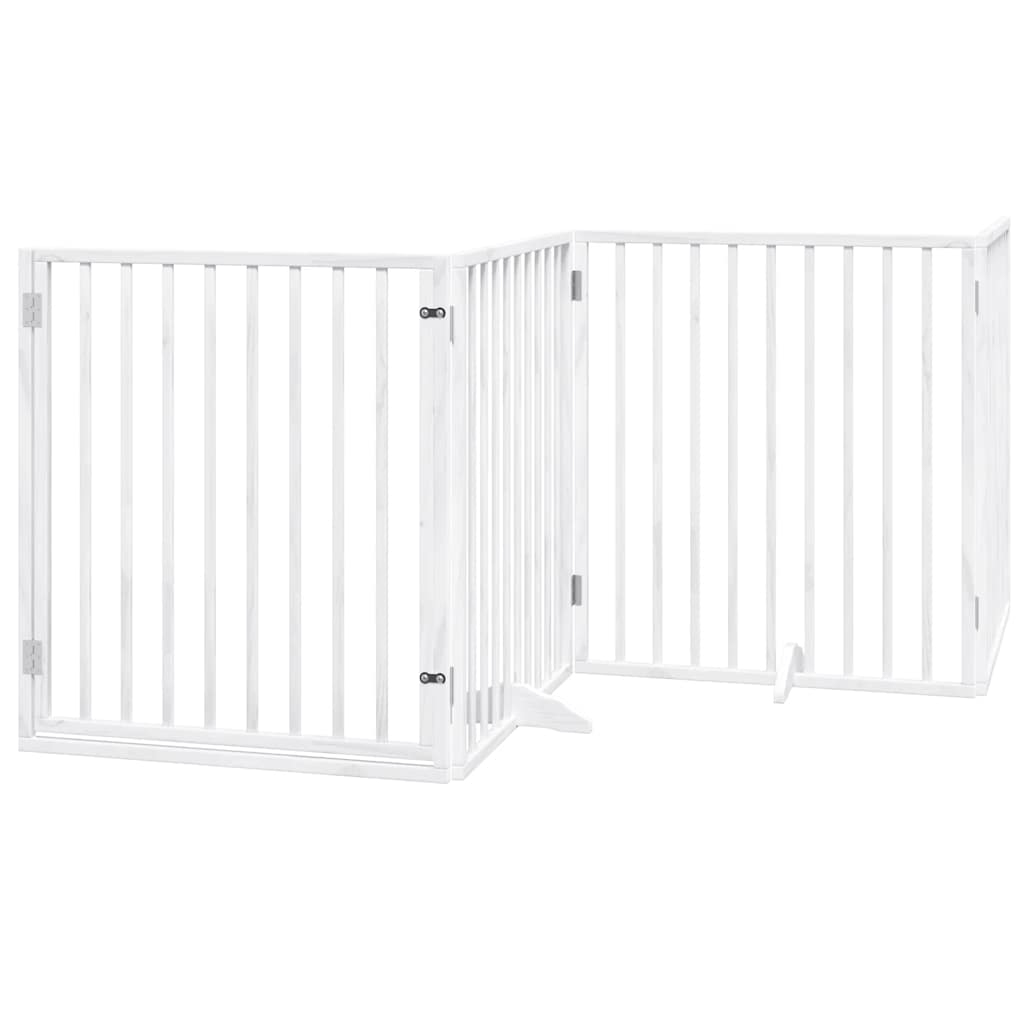 Zábrana pro psy s dvířky skládací 8 panelů bílá 640 cm topol