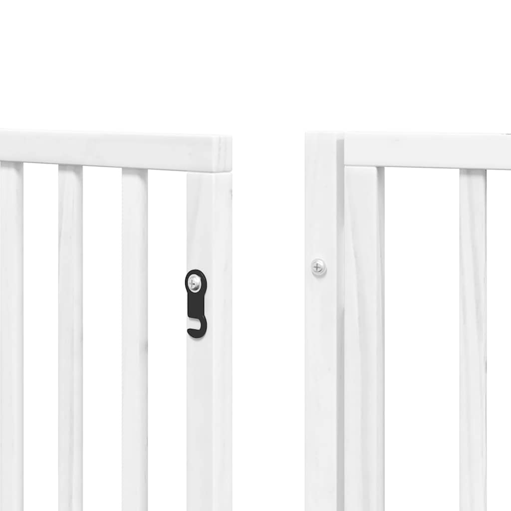 Zábrana pro psy s dvířky skládací 8 panelů bílá 640 cm topol