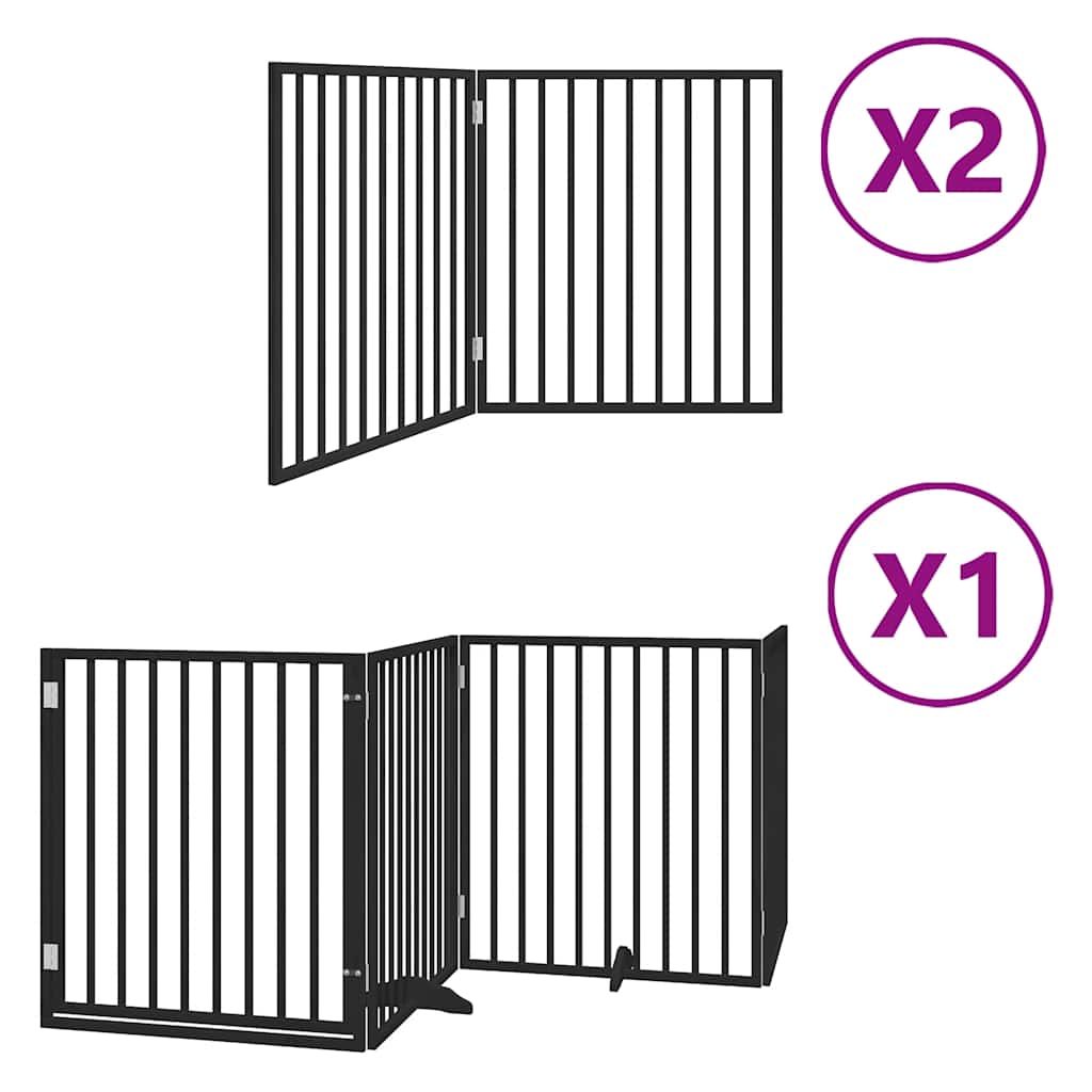 Zábrana pro psy s dvířky skládací 8 panelů černá 640 cm topol