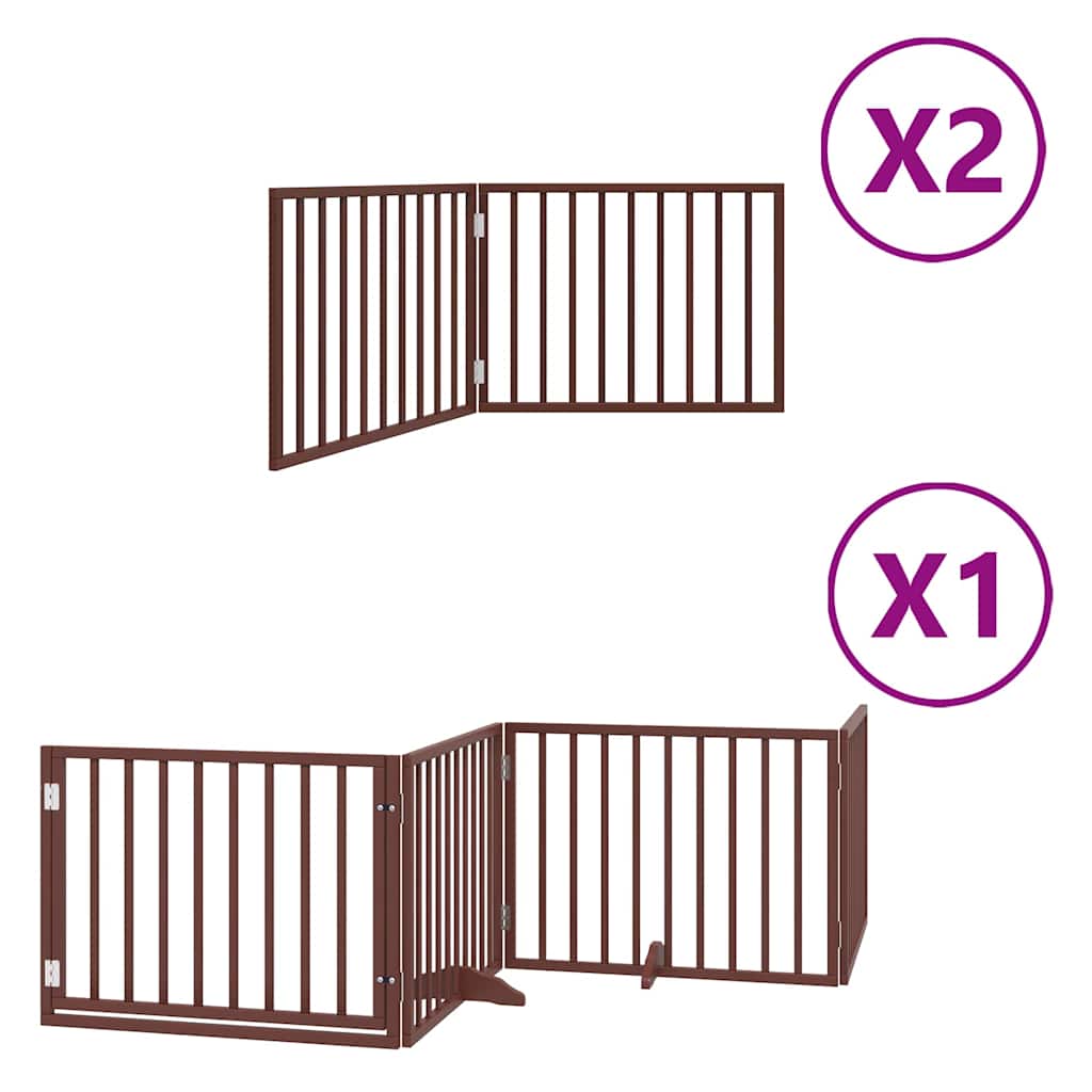 Zábrana pro psy s dvířky skládací 8 panelů hnědá 640 cm topol