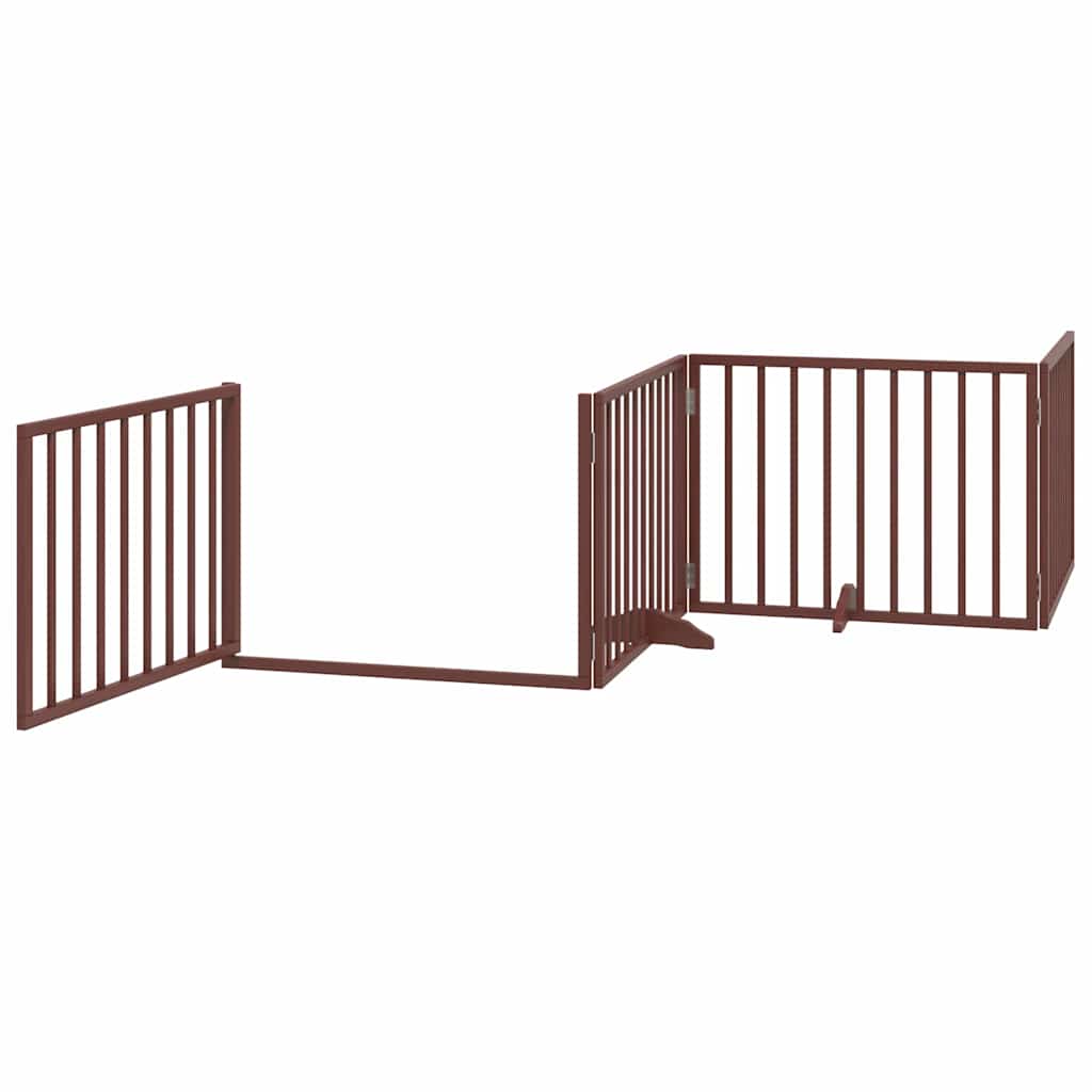 Zábrana pro psy s dvířky skládací 8 panelů hnědá 640 cm topol