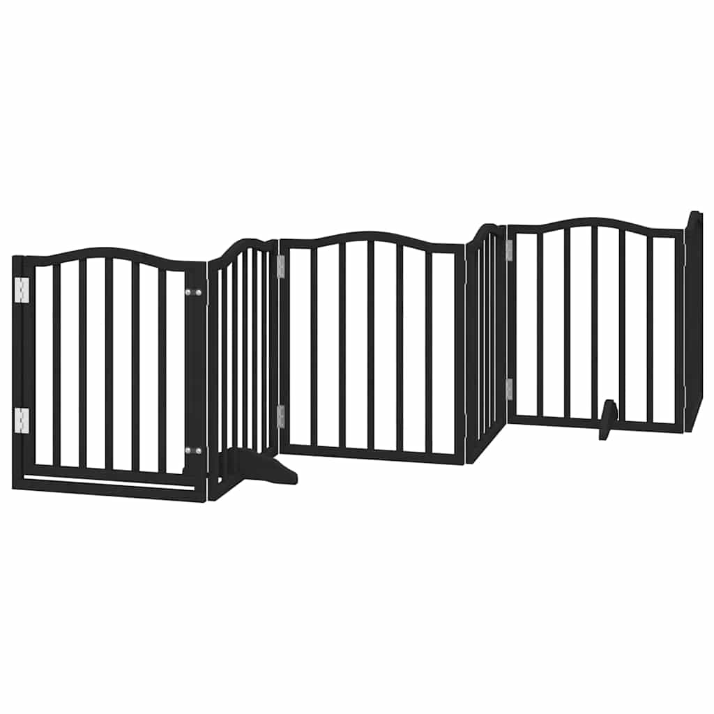 Zábrana pro psy s dvířky skládací 15 panelů černá 750 cm topol