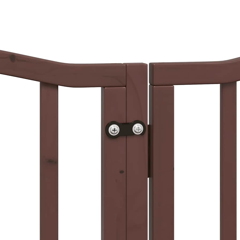 Zábrana pro psy s dvířky skládací 15 panelů hnědá 750 cm topol