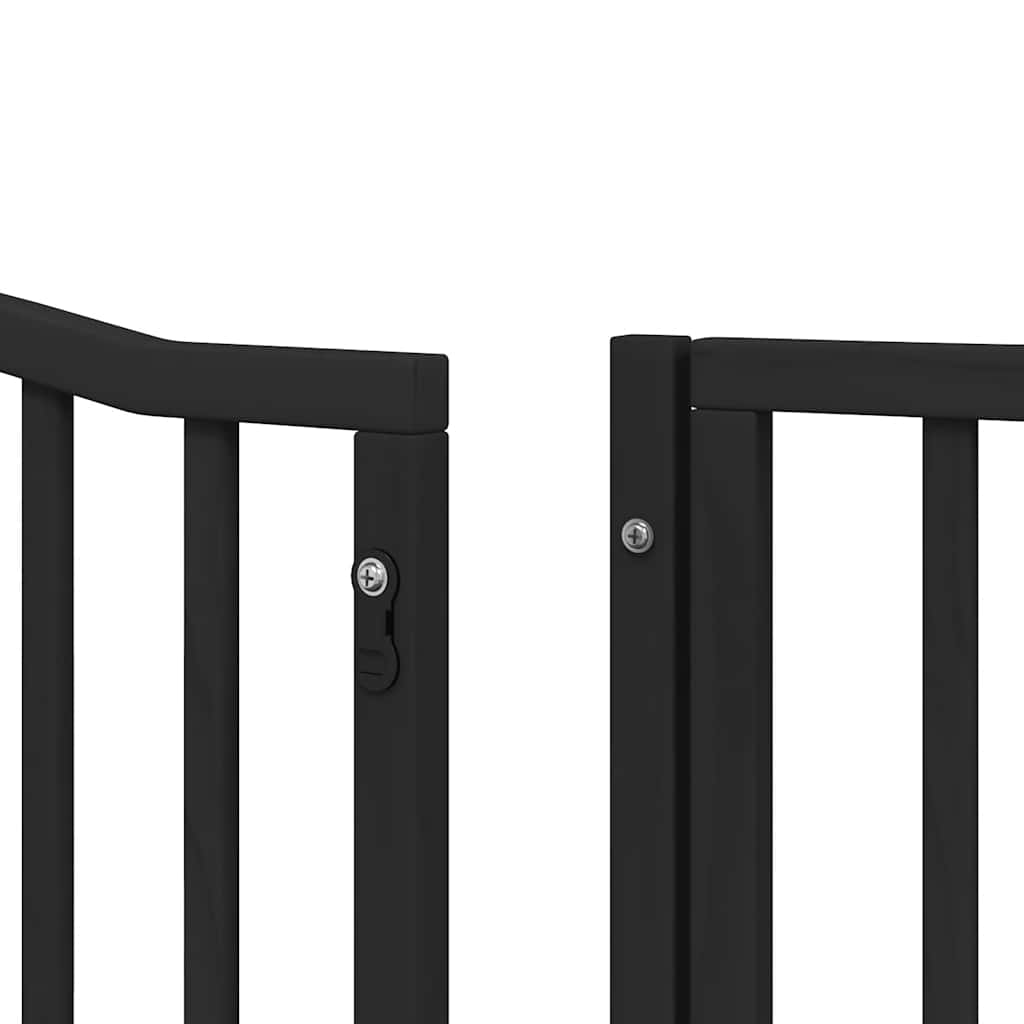 Zábrana pro psy s dvířky skládací 8 panelů černá 640 cm topol