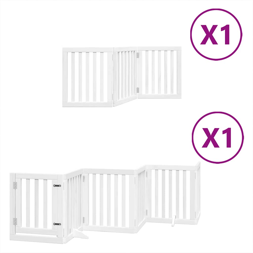 Zábrana pro psy s dvířky skládací 9 panelů bílá 450 cm topol