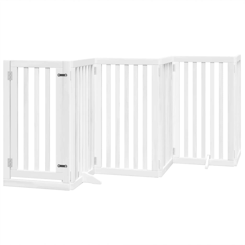 Zábrana pro psy s dvířky skládací 9 panelů bílá 450 cm topol