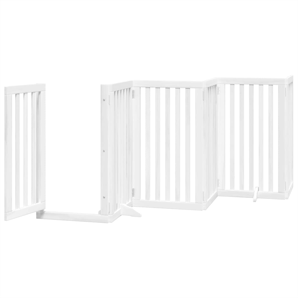 Zábrana pro psy s dvířky skládací 9 panelů bílá 450 cm topol