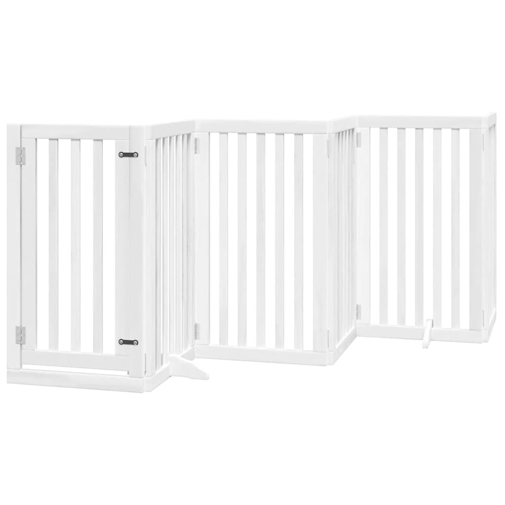 Zábrana pro psy s dvířky skládací 15 panelů bílá 750 cm topol
